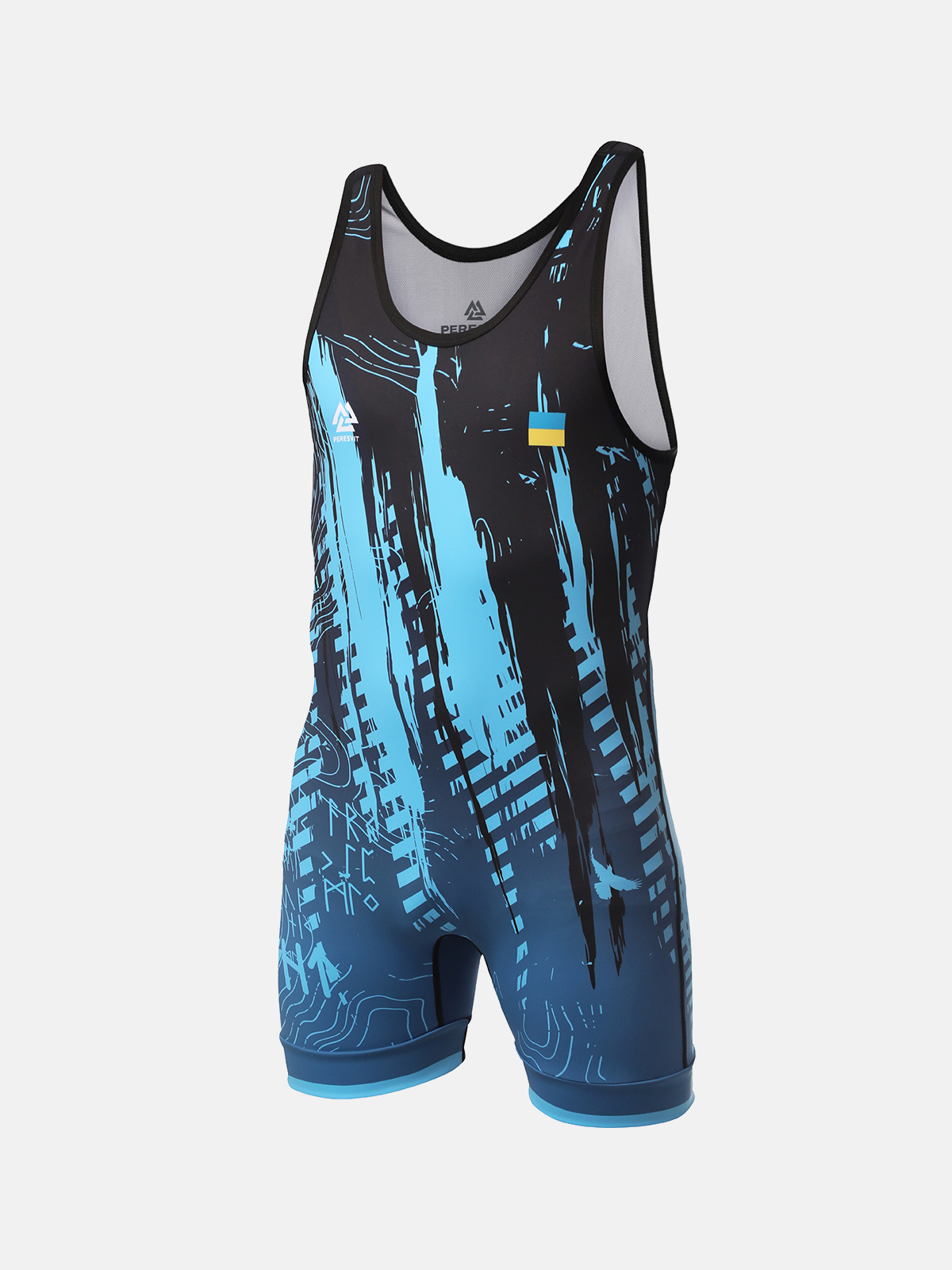 Peresvit Temper Adults Wrestling Singlet Blue Black, Photo № 3